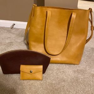 Portland leather goods crossbody tote set